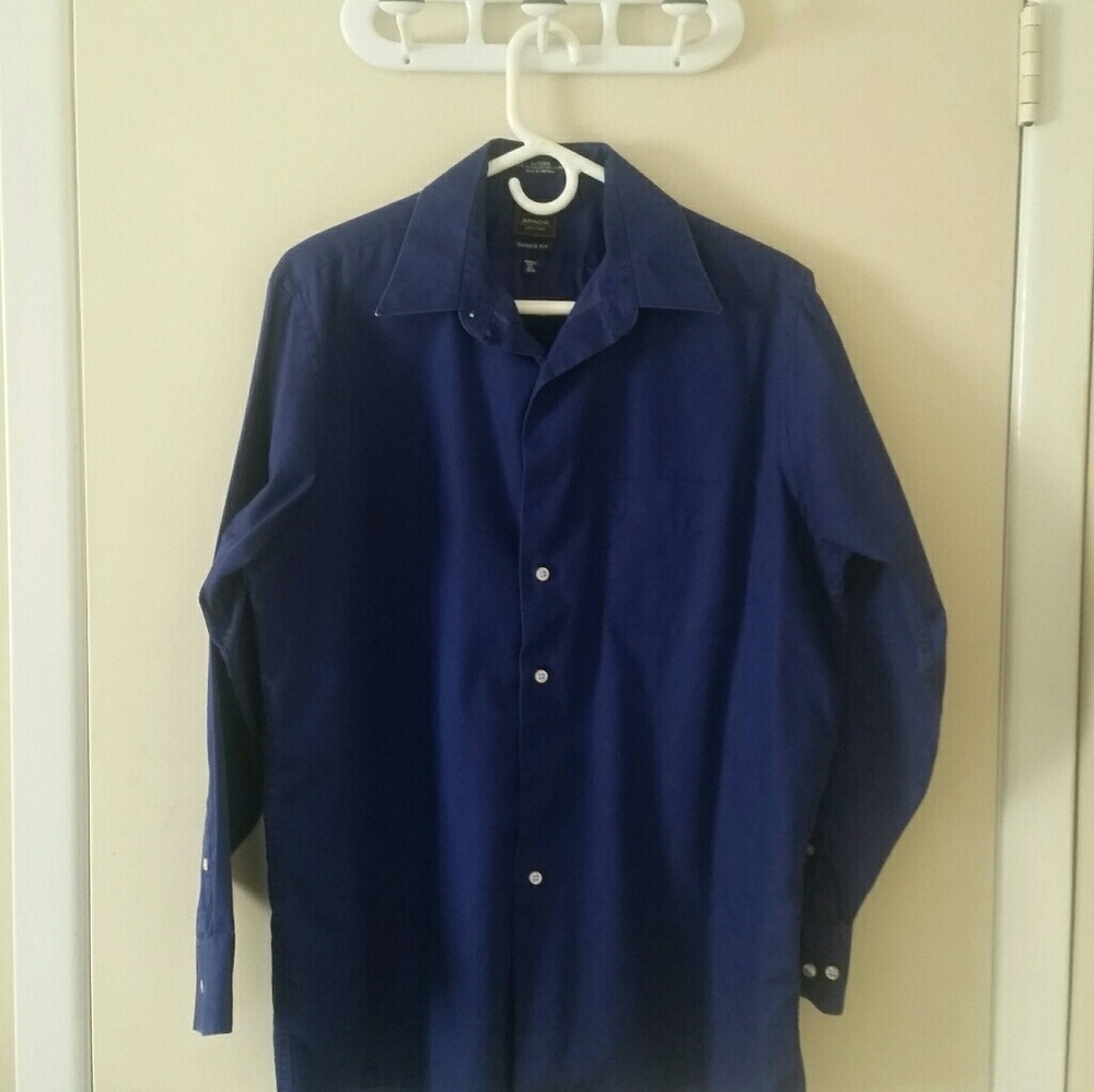 Royal Blue Dress Button Down Small Tear